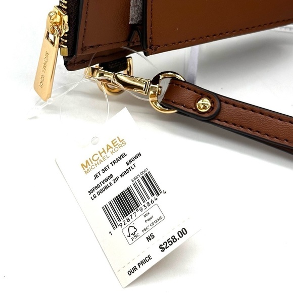Michael Kors Large Double Zip Wallet Wristlet Brown - Picture 10 of 10